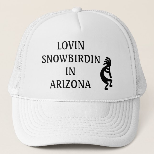 GORRA DE CAMIONERO LOVIN SNOWBIRDIN EN ARIZONA KOKOPELLI (Anverso)