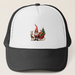 Gorra De Camionero Luces de Navidad Gnome Santa Claus Montando Trineo
