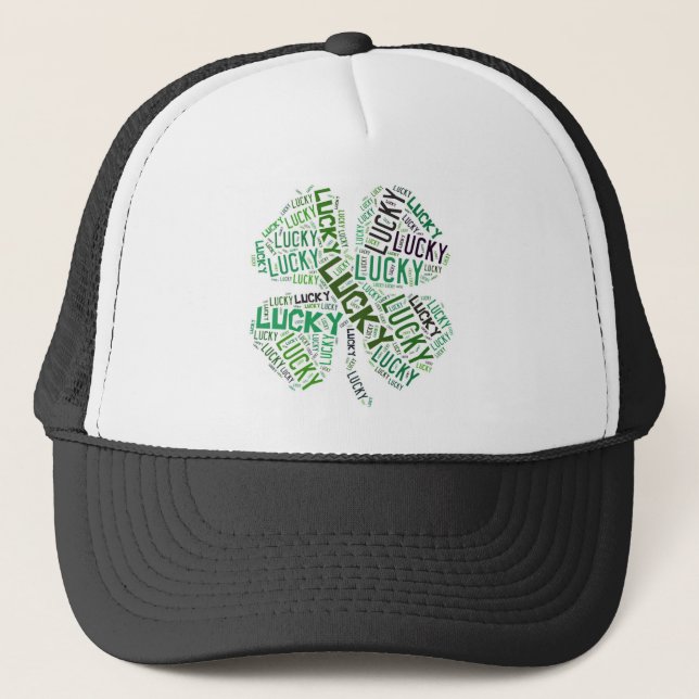 Gorra De Camionero Lucky Clover Word Art (Anverso)