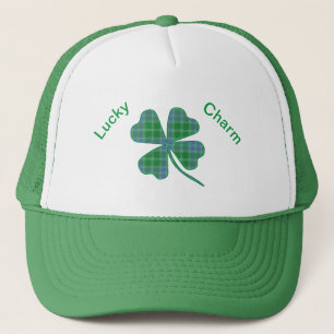 Gorra De Camionero Lucky Green Plaid Shamrock Four-Leaf Clover 