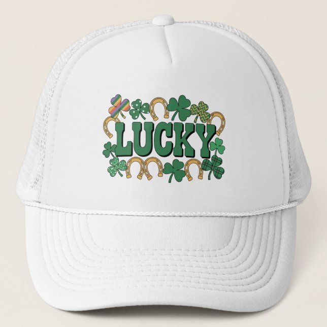 Gorra De Camionero Lucky Horseshoe and shamrocks (Anverso)