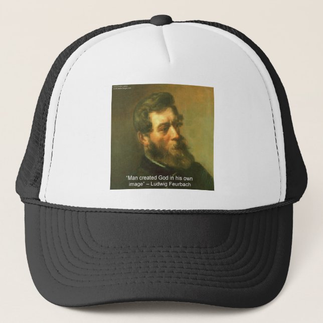 Gorra De Camionero Ludwig Feurbach y Man crearon una cita de Dios (Anverso)