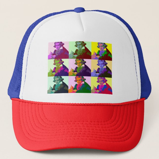 Gorra De Camionero Ludwig Van Beethoven Pop Art (Anverso)