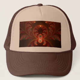 Gorra De Camionero Luminoso abstracto moderno naranja rojo Fractal
