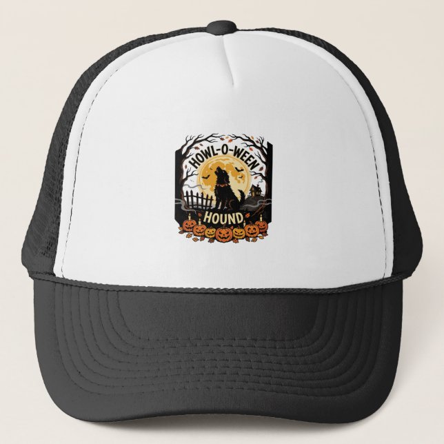 Gorra De Camionero Luna Aullido Perro Halloween (2) (Anverso)