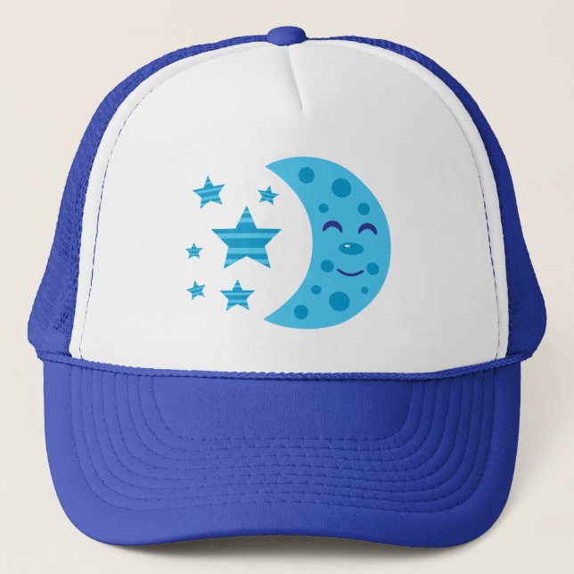 Gorra De Camionero Luna azul y estrellas a rayas (Anverso)