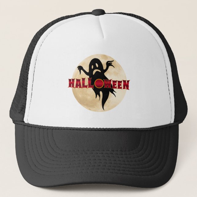 Gorra De Camionero Luna de Fantasma de Halloween (Anverso)