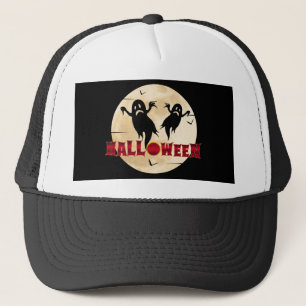 Gorra De Camionero Luna de Halloween Silueta Fantasmas Murciélagos
