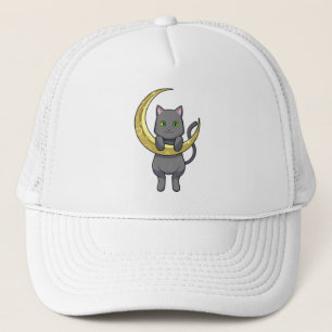 Gorra De Camionero Luna de la noche del gato