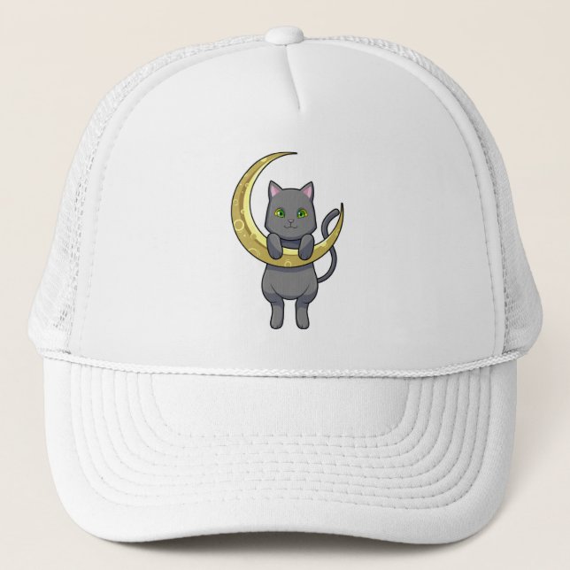Gorra De Camionero Luna de la noche del gato (Anverso)