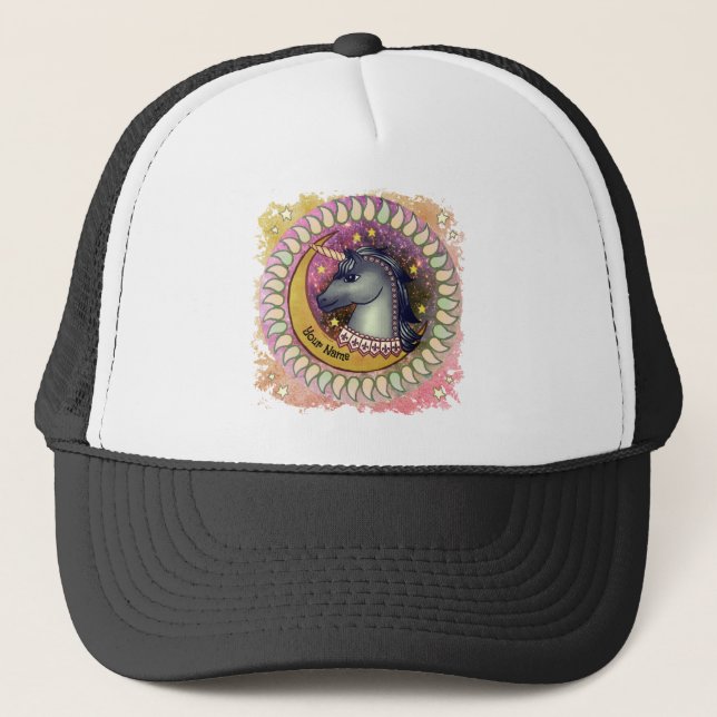 Gorra De Camionero Luna de Unicornio Negra (Anverso)