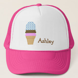 Gorra De Camionero Lunares azules; Cono de helado
