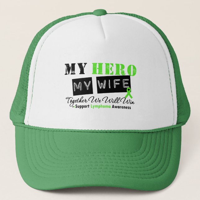 Gorra De Camionero LYMPHOMA Mi Héroe Mi Esposa Ganaremos (Anverso)