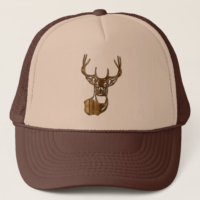 Gorra De Camionero Madera: Deer de cola blanca (Anverso)