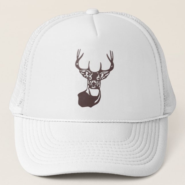 Gorra De Camionero Madera: Deer de cola blanca (Anverso)