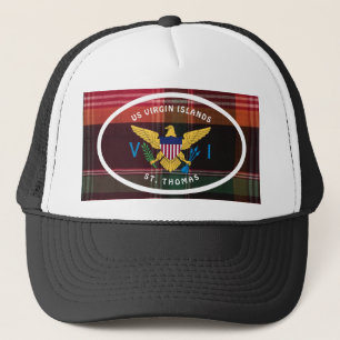 Gorra De Camionero Madras de la bandera de las Islas Vírgenes Rojas d