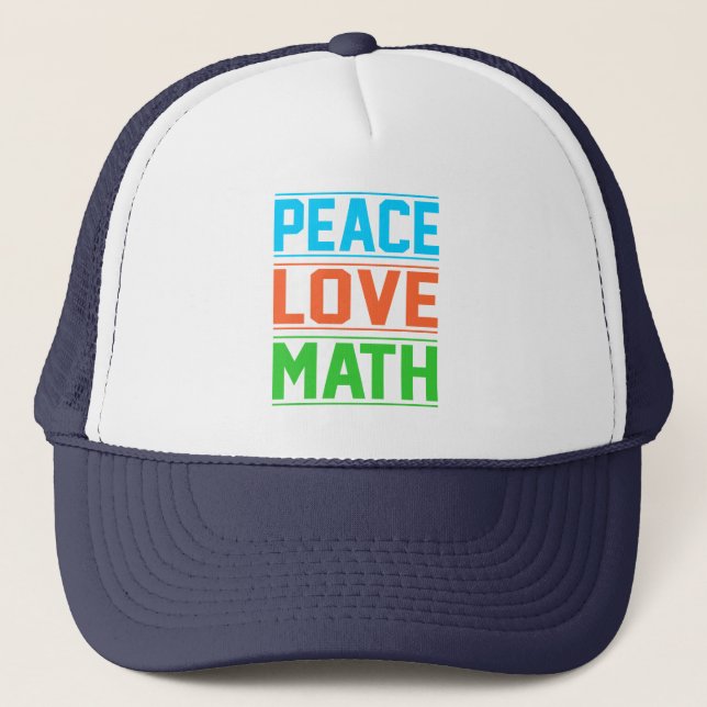 Gorra De Camionero Maestros de matemáticas de Peace Love Math (Anverso)