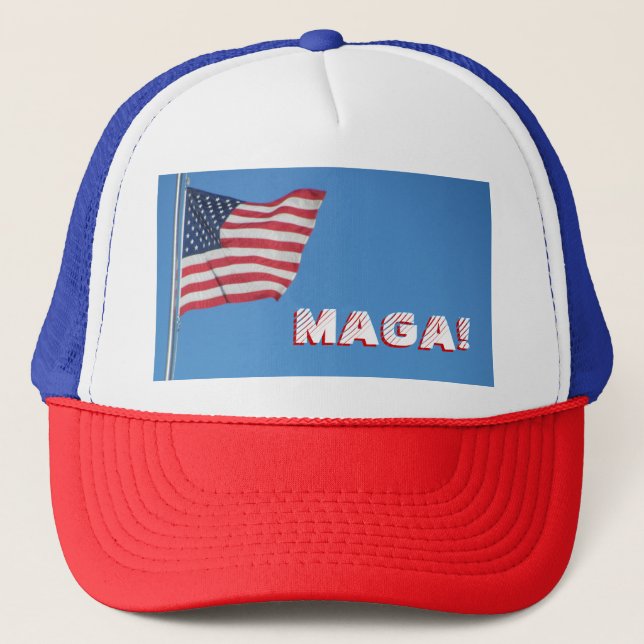 Gorra De Camionero ¡MAGA! Bandera americana (Anverso)
