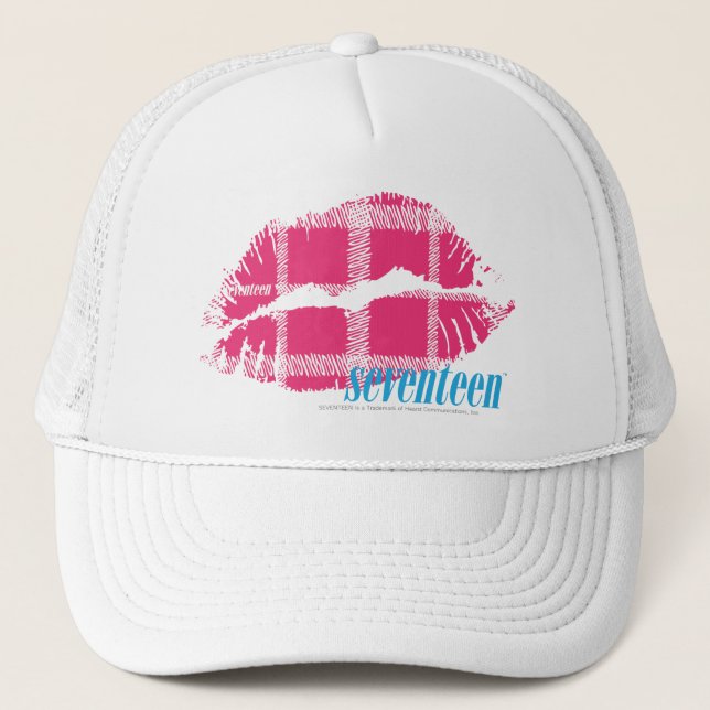 Gorra De Camionero Magenta de la tela escocesa (Anverso)