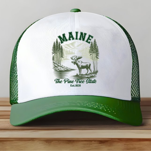 Gorra De Camionero Maine Woods and Wildlife Illustration (Subido por el creador)