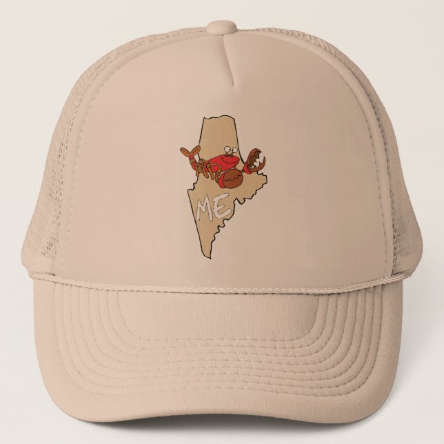 Gorra De Camionero Maine YO mapa del dibujo animado con arte de la (Anverso)