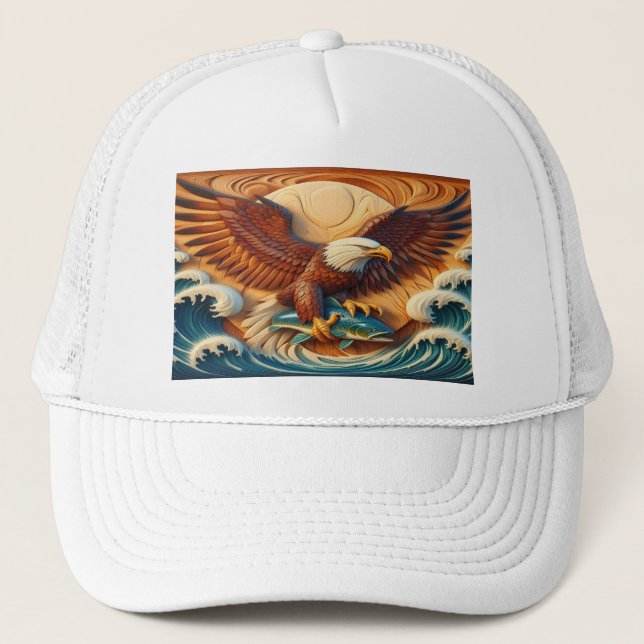 Gorra De Camionero Majestic Eagle Clutching a Fish 36x24 (Anverso)