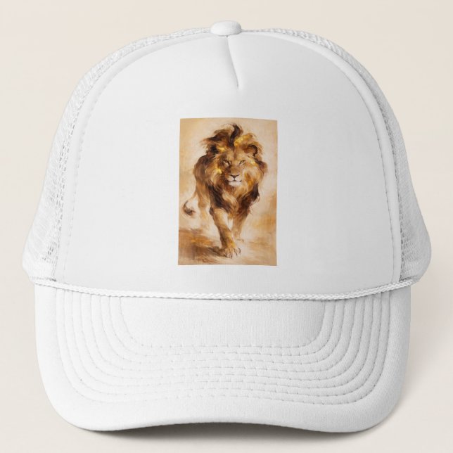 Gorra De Camionero Majestic Golden Lion Abstract Painting Luxury Art (Anverso)