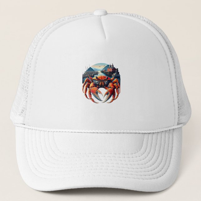 Gorra De Camionero Majestic Harbor Sentinel A Vibrante Cangrejo (Anverso)