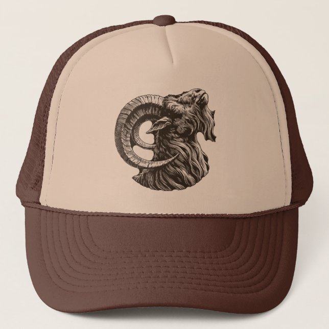 Gorra De Camionero Majestic Ram - Fierce y Noble (Anverso)