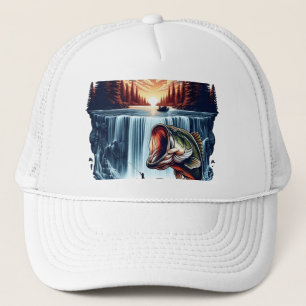 Gorra De Camionero Majestuoso trasero saltando por la cascada al atar