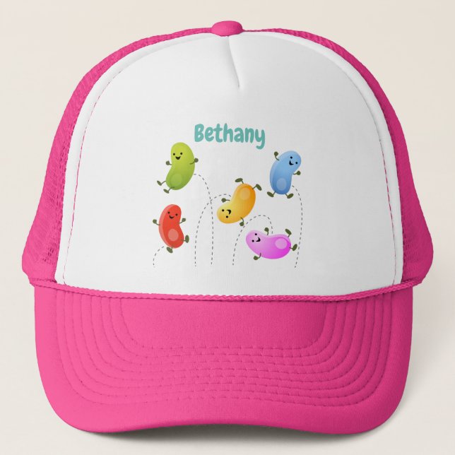 Gorra De Camionero Malas judías felices saltando ilustracion personal (Anverso)