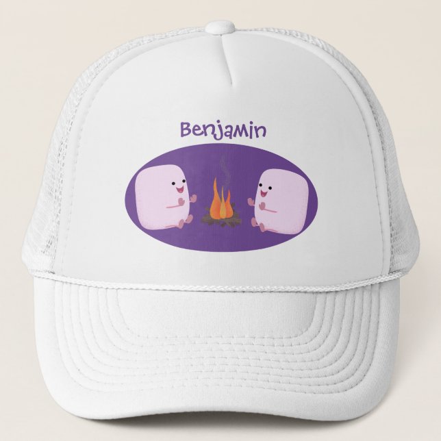 Gorra De Camionero Malvaviscos rosados por personalizado de bomberos  (Anverso)