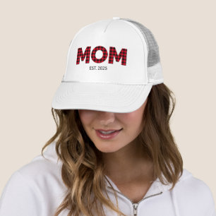 Gorra De Camionero Mamá de Cuadro de Búfalo Moderno Fecha de Establec