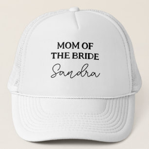 Gorra De Camionero Mamá de la Novia Bachelorette Negro y Blanco