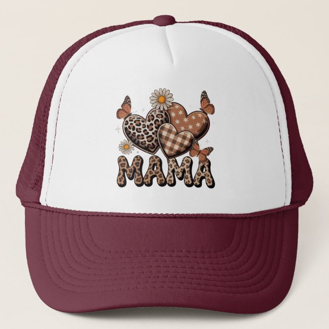 Gorra De Camionero Mamá Floral y Guepardo Adorable (Anverso)