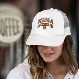 Gorra De Camionero MAMA Needs Coffee Brown White Heart Coffee Bean