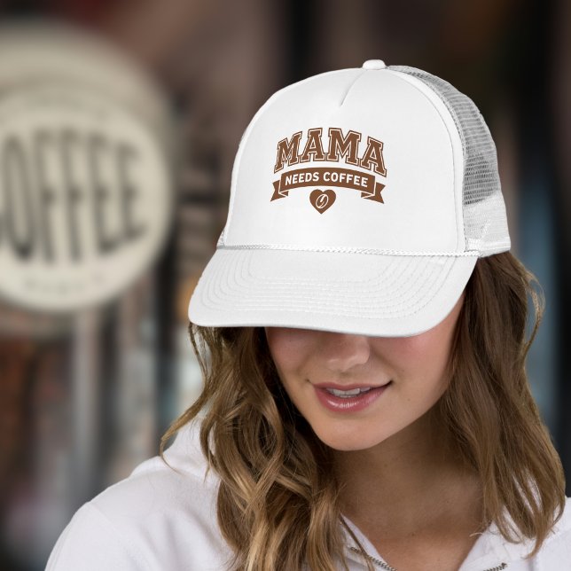 Gorra De Camionero MAMA Needs Coffee Brown White Heart Coffee Bean (Subido por el creador)