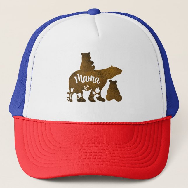 Gorra De Camionero Mamá oso con dos cachorros mamá de dos (Anverso)