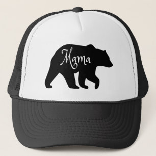 Gorra De Camionero Mama oso negro y blanco