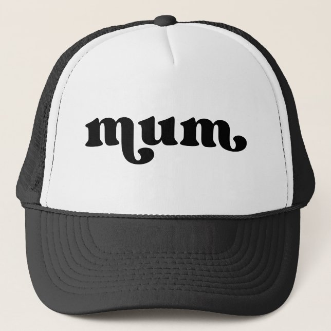 Gorra De Camionero Mamá retro negro y blanco (Anverso)