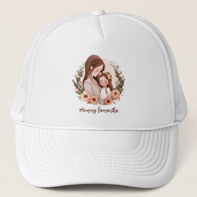 Gorra De Camionero Mamá y hija con Rosa Wreath 2 (Anverso)