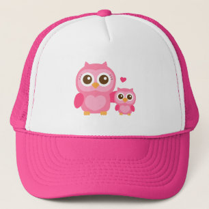 Gorra De Camionero Mamá y yo, búho lindo del bebé, rosado