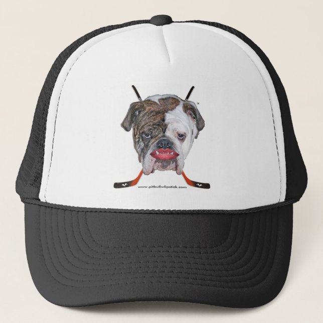 Gorra De Camionero Mamáes del hockey del pitbull (Anverso)