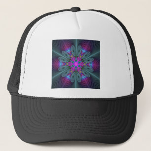 Gorra De Camionero Mandala Colorido Arte Fractal Espiritual Con Rosa