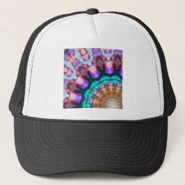 Gorra De Camionero Mandala-colorrosa-rojo-azul-caleidoscopio rm