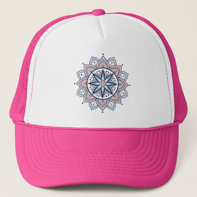Gorra De Camionero Mandala Intricada Pastel Floral (Anverso)