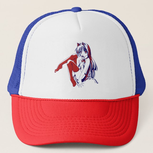 Gorra De Camionero Manga americana Neko Catgirl Kawaii Anime (Anverso)
