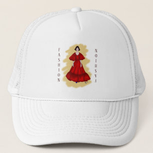 Gorra De Camionero Mangas Audaces y Diseño de Drama de Moda Rojo