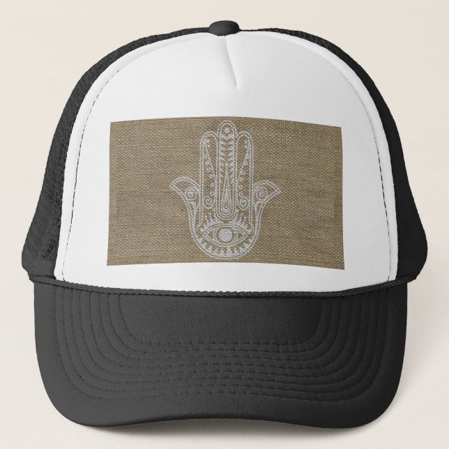 Gorra De Camionero Mano de HAMSA del amuleto del símbolo Fátima (Anverso)