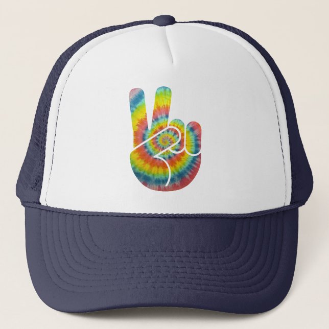 Gorra De Camionero Mano de la paz del teñido anudado (Anverso)
